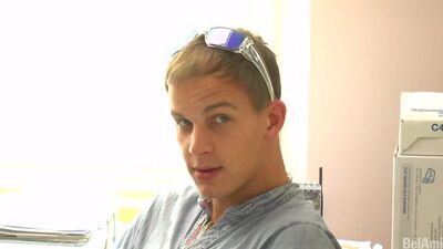 Backstage - Mick Lovell arrives at the office - gay porn